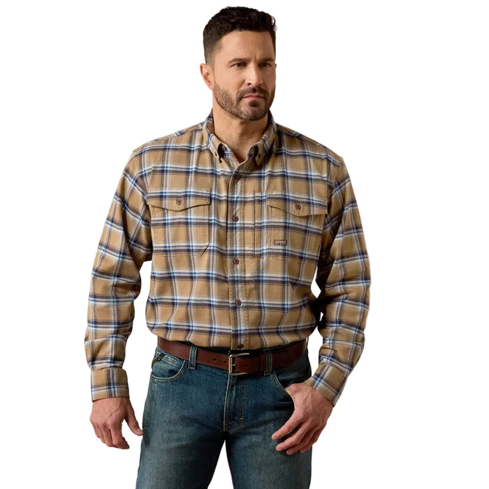 Ariat Rebar Flannel DuraStretch Work Shirt - Field Khaki