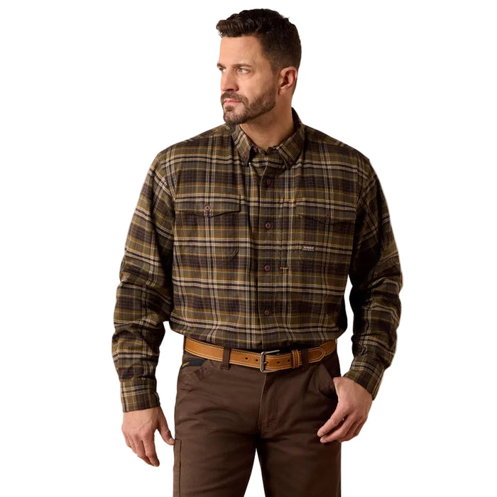 Ariat Rebar Flannel DuraStretch Work Shirt - Earth