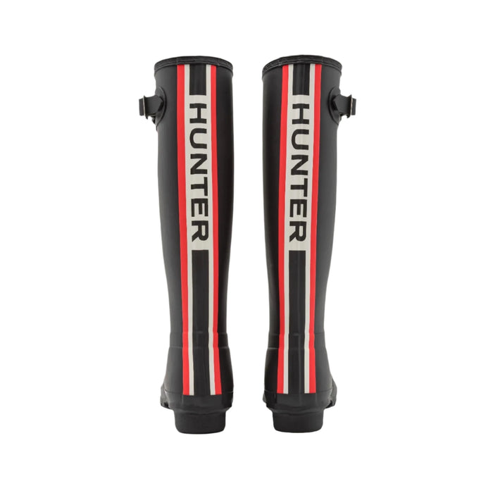 Hunter Original Tall Tri Colour Back Stripe  Black
