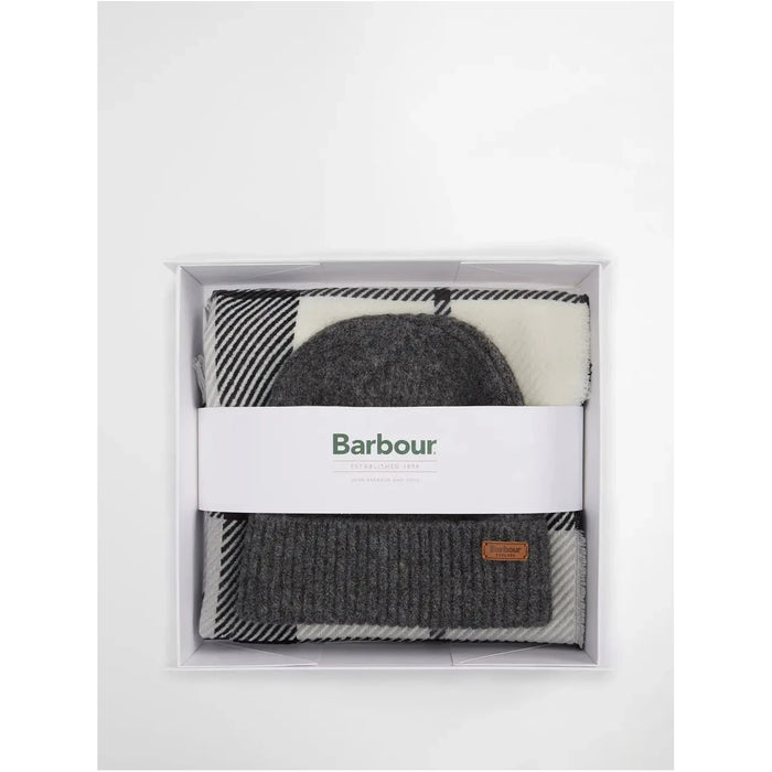 Barbour Pendle Beanie & Blair Scarf Gift Set - Monochrome
