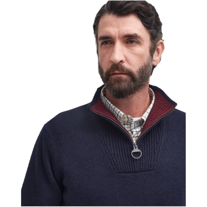 Barbour Nelson Mens Essential Half Zip Jumper  - Navy