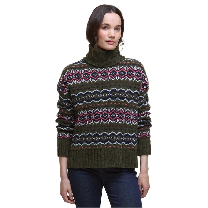 Barbour Helen Fair isle Roll-Neck Jumper - Olive Multi