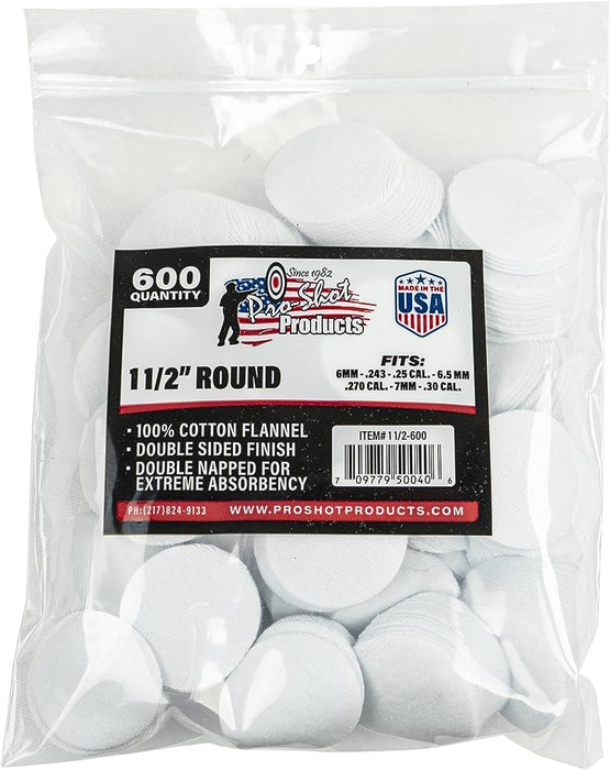 Pro Shot 1 1/2 Inch Round Cleaning Patches 600 Pack