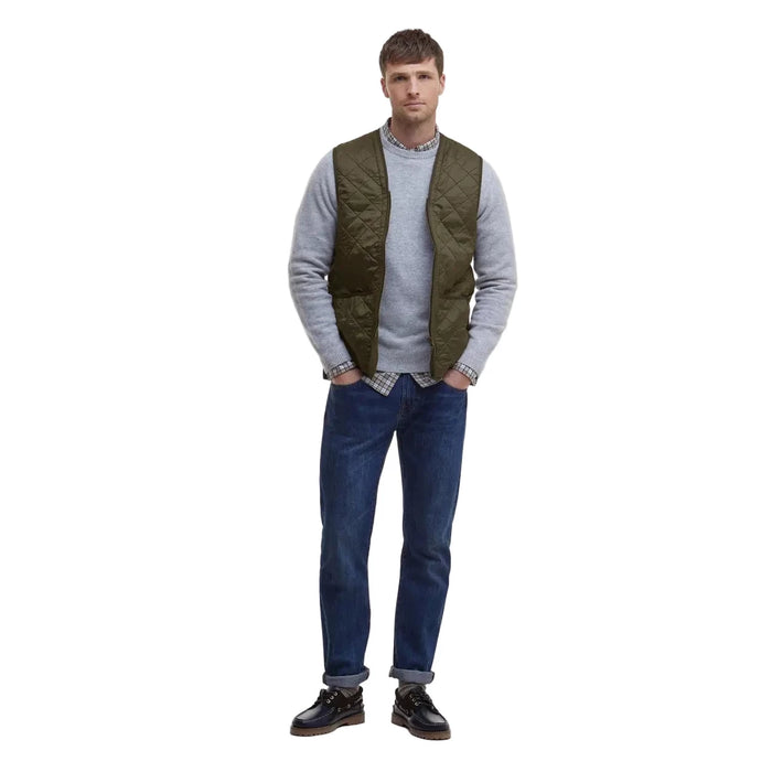 Barbour Mens Polarquilt Waistcoat Zip - in Liner - Olive