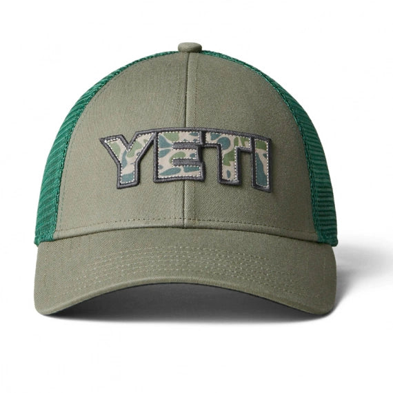 Yeti Camo Logo Badge Trucker Hat -  Olive