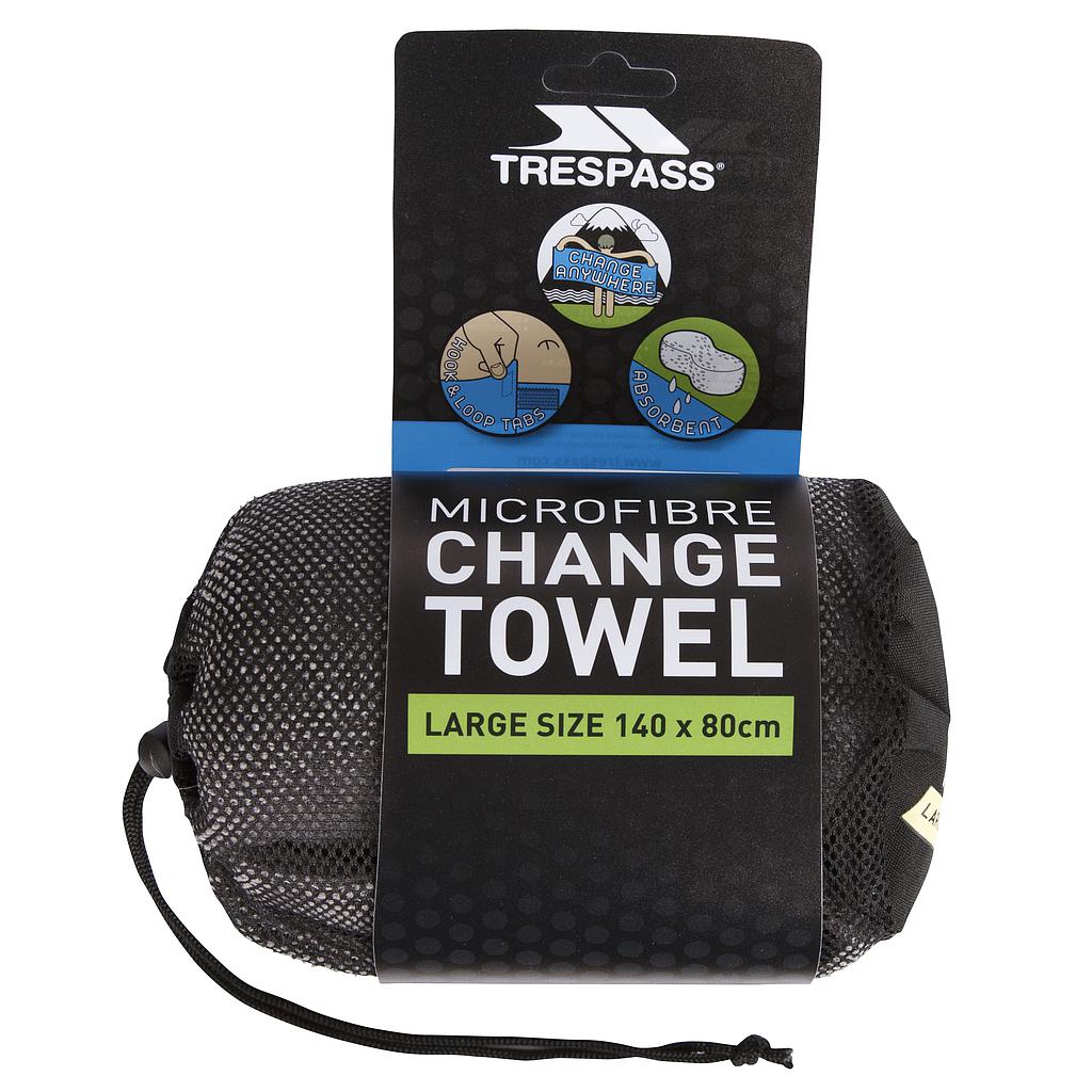 Trespass Transfix Mikrofasertuch - Schnelltrocknend, 140x80 Cm, Storm Grey, Mit Klettverschluss Und Netzbeutel