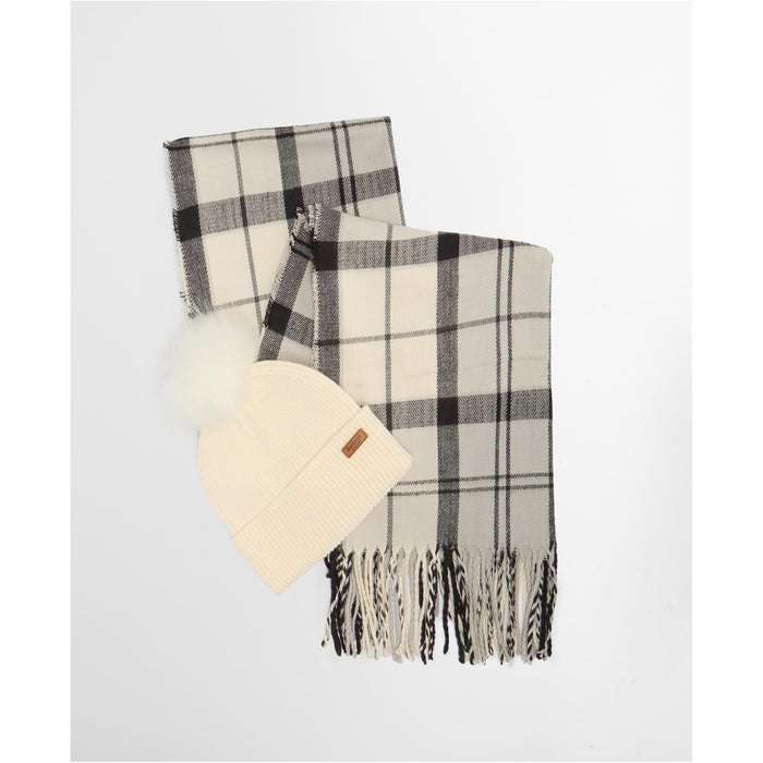 Barbour Dover Beanie & Hailes Scarf Gift Set - Monochrome Tartan