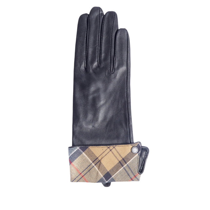 Barbour Lady Jane Leather Gloves - Black/Dress Tartan