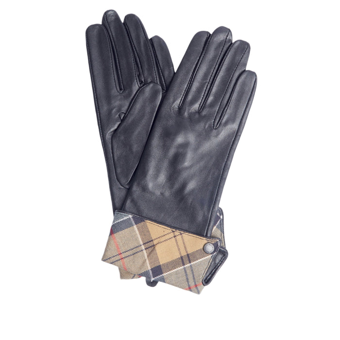 Barbour Lady Jane Leather Gloves - Black/Dress Tartan