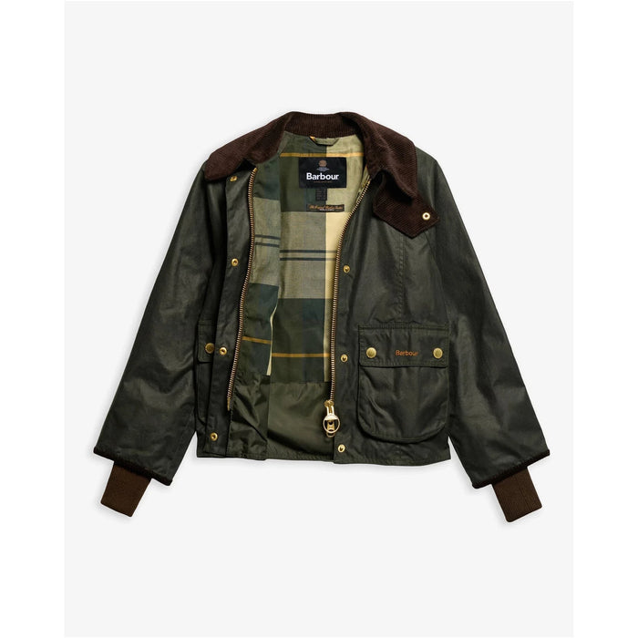 Barbour Cropped Beadnell Waxed Jacket  - Sage/ Ancient