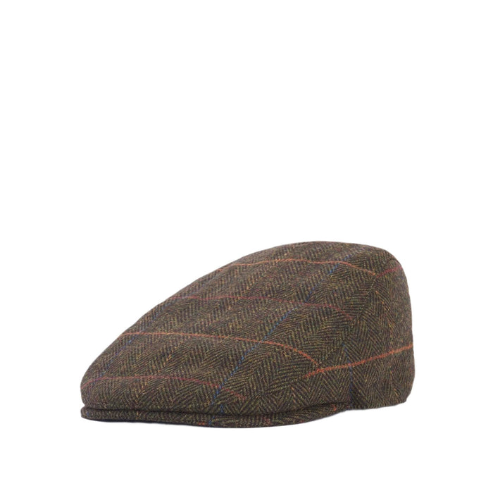 Barbour Cheviot Flat Cap - Olive Herringbone