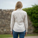 Sportsden.ie Jack Pyke ladies long sleeve brown and cream check shirt worn from the back
