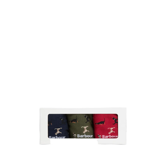 Barbour Dog Socks Gift Box - Navy Red