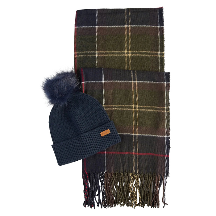 Barbour Dover Beanie & Hailes Scarf Gift - Classic  860