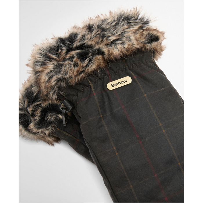Barbour Tartan Wax Mitts  - Dark Classic Tartan