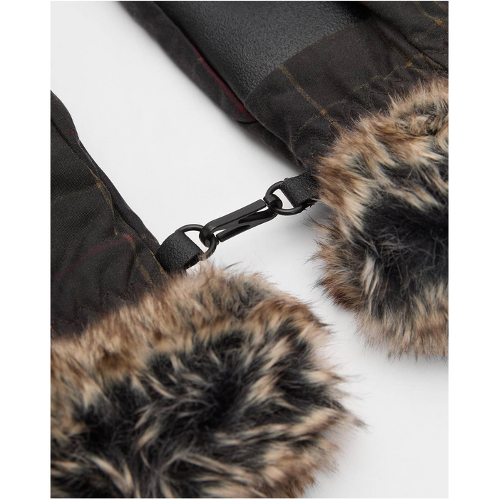 Barbour Tartan Wax Mitts  - Dark Classic Tartan