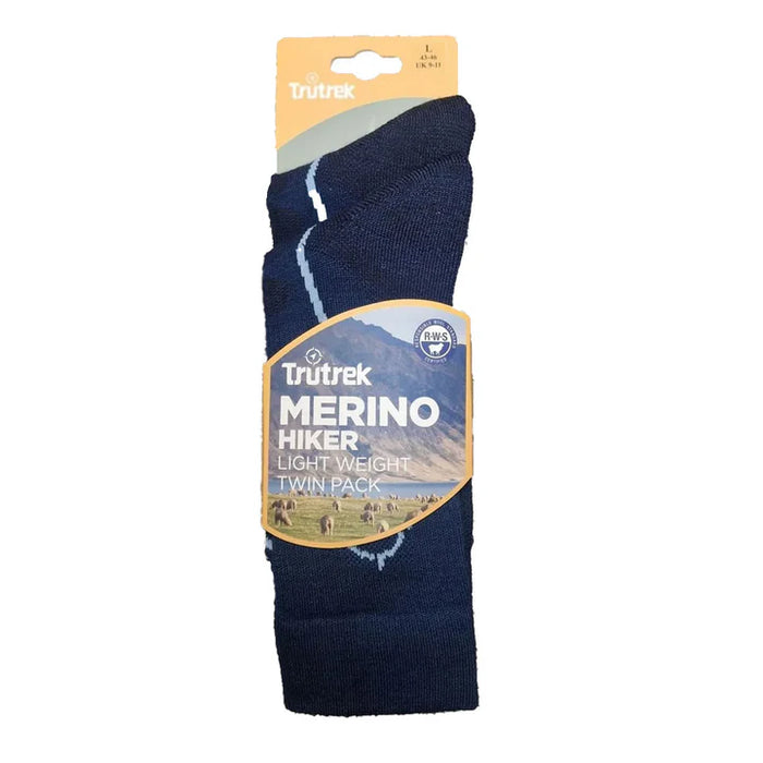 Trutrek Socks Merino Hiker Light Weight - Garda Navy TwinPack