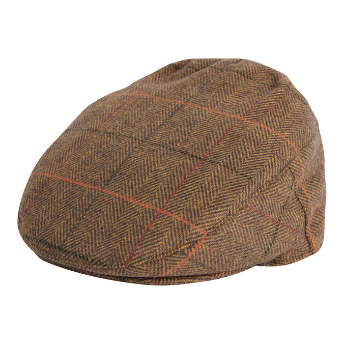 Barbour Wilkin Flat Cap - Olive/Orange/Red