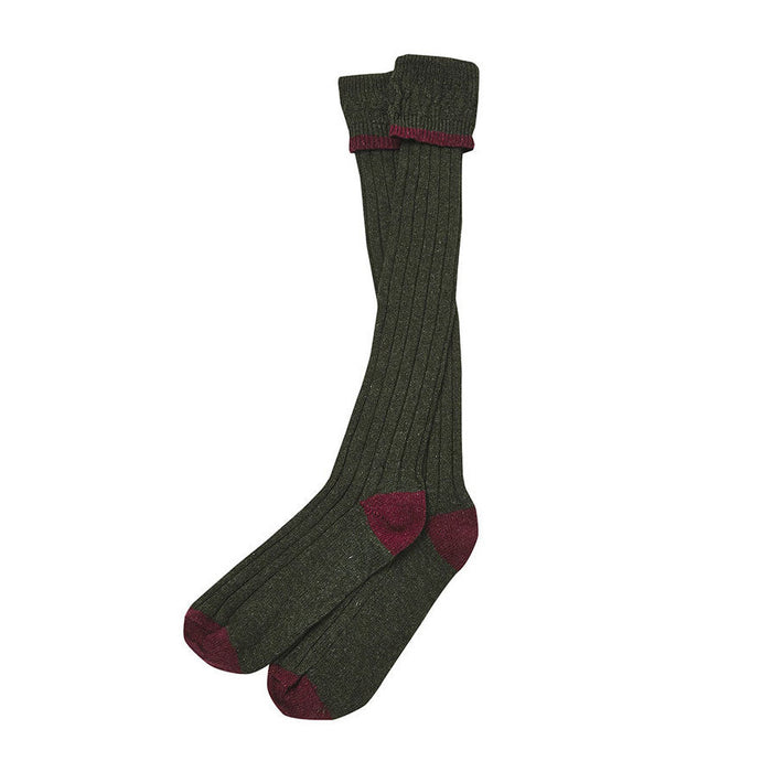 Barbour Contrast Gun Stockings - Olive/Cranberry