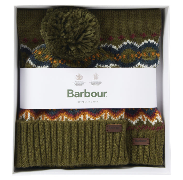 Barbour Fairisle Beanie & Scarf Gift Set