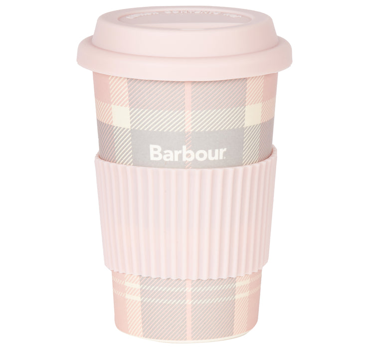 Barbour Reusable Tartan Travel Mug - Pink/Grey Tartan