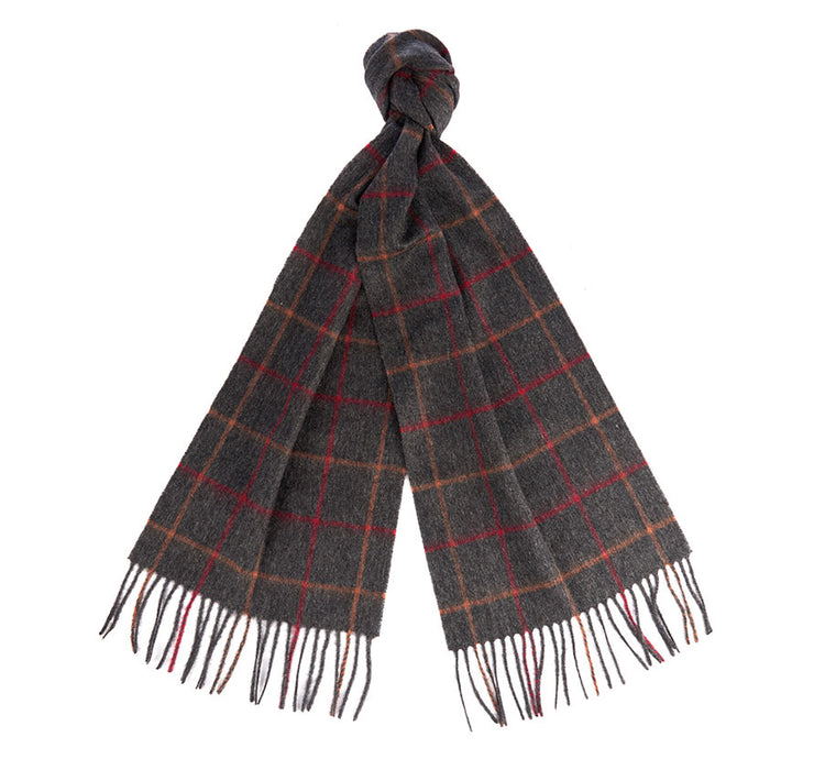 Barbour Tattersall Lambswool Scarf - Charcoal/Red