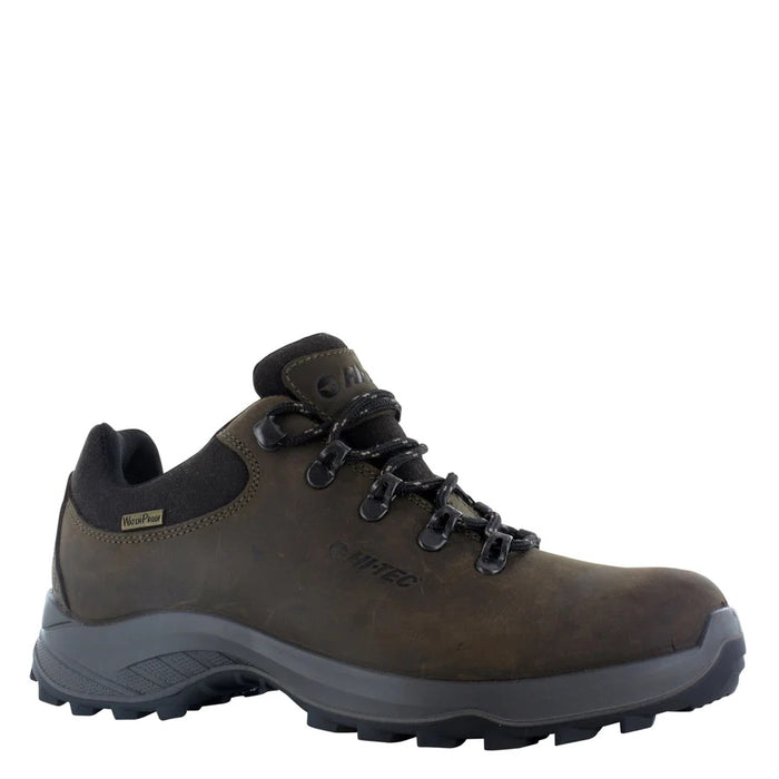 A close-up of a Hi-Tec Walk Lite Camino Ultra WP - Brown shoe on a white background.