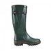 A pair of Aigle Parcours Vario 2 Anti Fatigue Wellingtons in green on a white background.