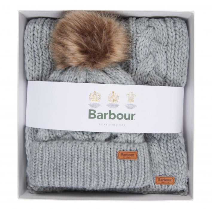 Barbour Penshaw Beanie & Scarf Set - Grey