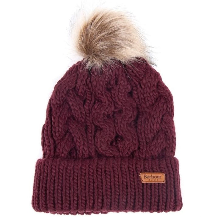 Barbour Penshaw Cable-Knit Beanie -  Bordeaux