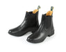 A pair of Shires Equestrian Moretta Alma Jodhpur Boots (Junior) in black on a white background.