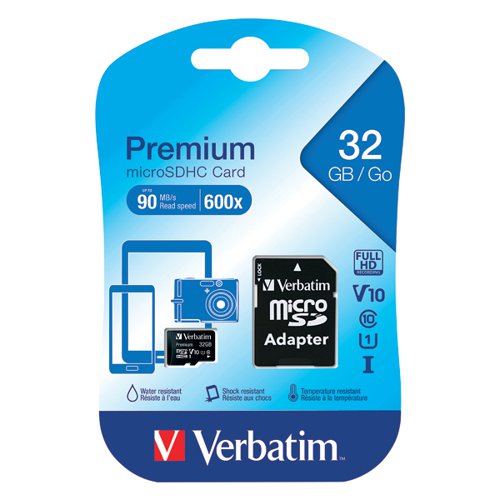 32GB Premium micro SDHC Memory Card with Adapter